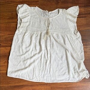 Old Navy Cream Ruffle Sleeve Blouse size L